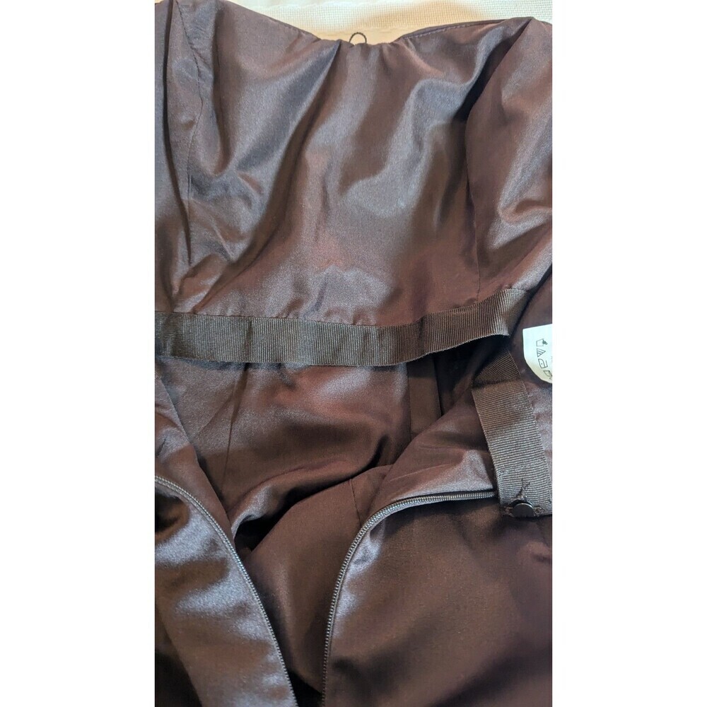 DAVID’S BRIDAL BROWN LONG FORMAL STRAPLESS DRESS W/ CHIFFON DRAPE, PROM SZ 12 - Picture 12 of 12